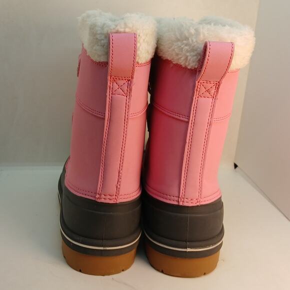 Cat & Jack Big Girls Pink & Gray Winter Snow Boots - Size 6 - Picture 4 of 6
